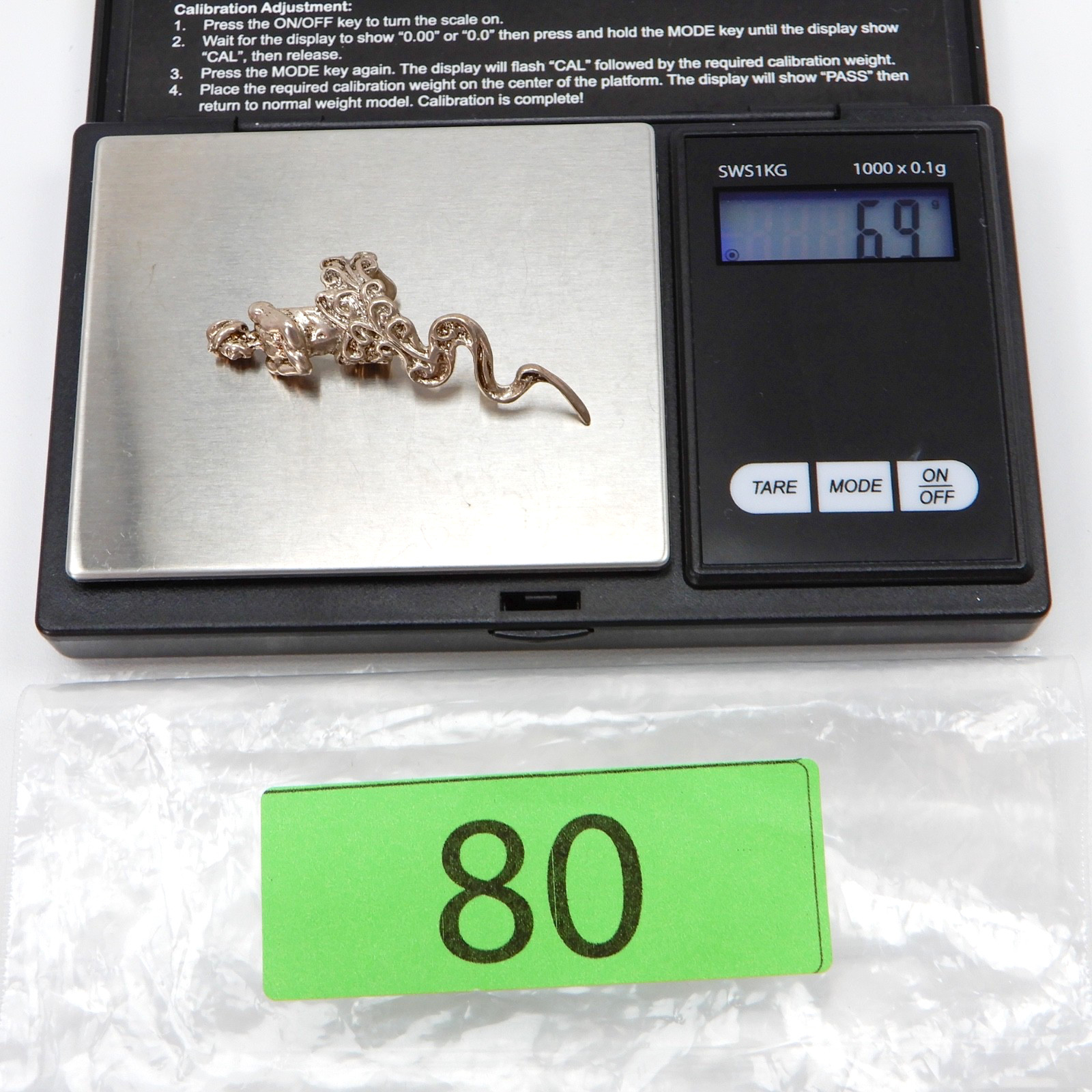 Sterling Silver Whimsical TOE RING Artisan 3D Figural Genie Bottle Lamp Rubbing