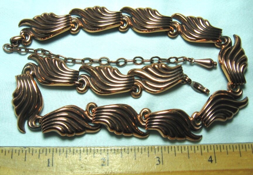 Vintage Renoir Copper Necklace 18 3/4″ end to end 5/8″ at widest