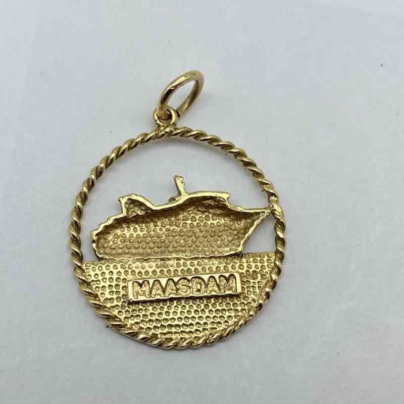 14K Yellow Gold Maasdam Cruise Ship Pendant Holland America Nautical Souvenir