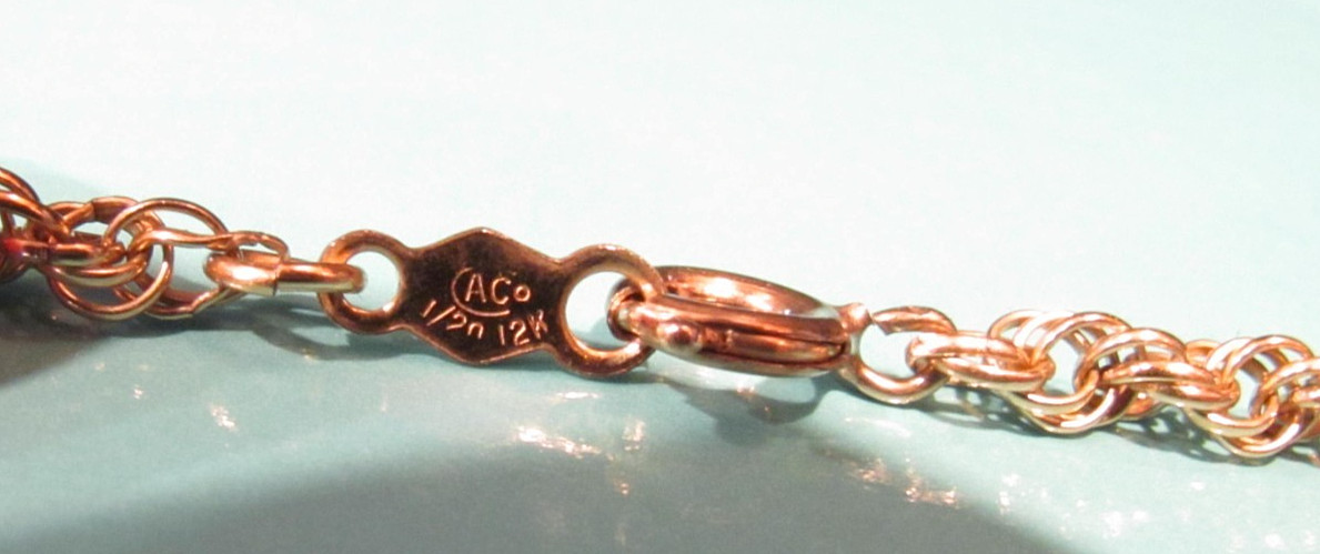 STUNNING! VTG 27.5” 12K GF Attleboro Co. (ACO) Rope Chain Necklace 13.13g~3.4mm