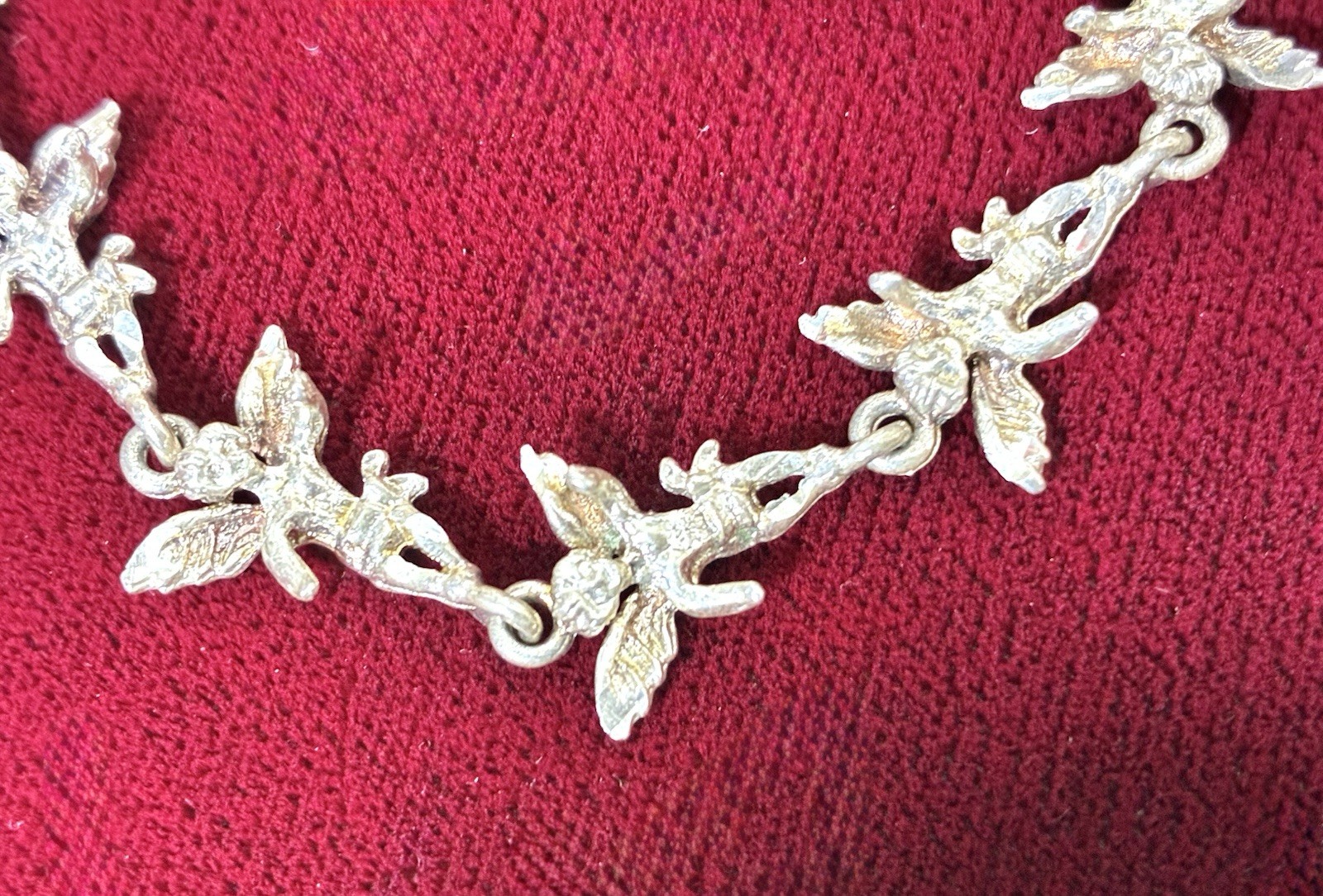 Sterling Silver Fairy Angel Link Bracelet 925 Fantasy Whimsical 7.5”