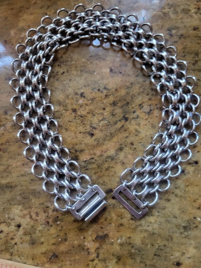 Chain Mail Style Heavy Necklace marked 925, 16.5″ in Length