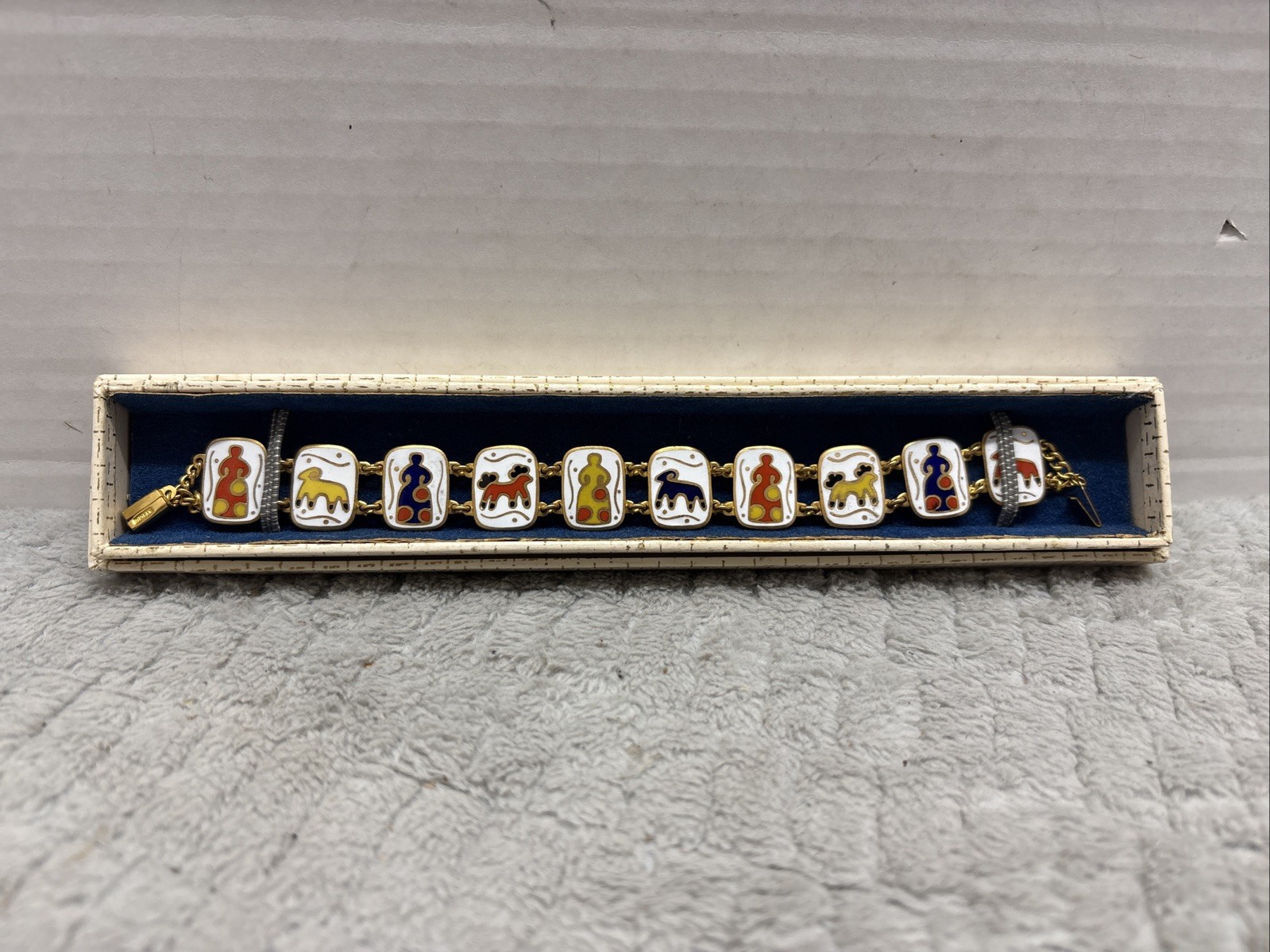 VINTAGE 1960’S LENINGRAD ENAMEL BRACELET SOVIET-ERA DYMKOVSKAYA