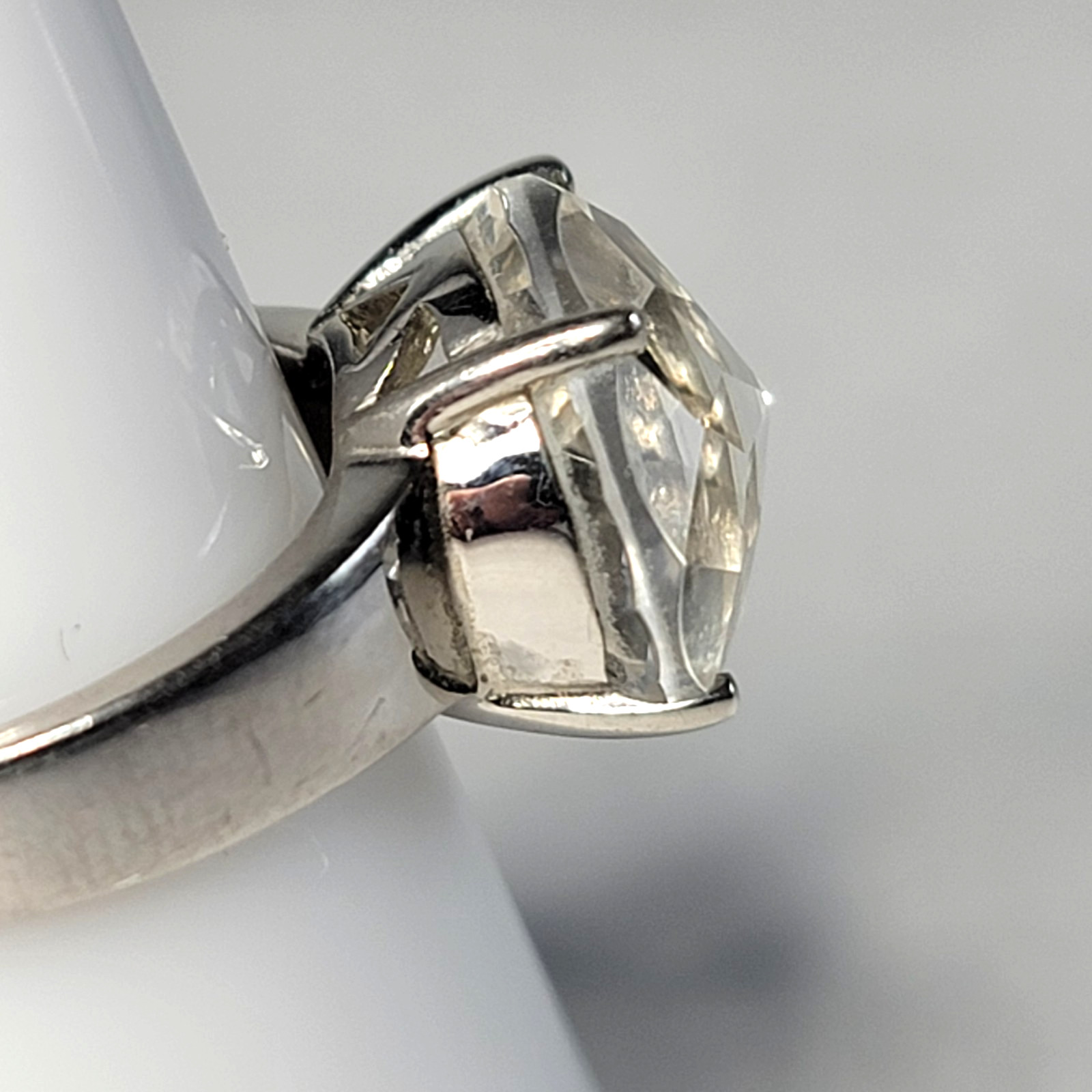 Natural Clear Quartz Ring 925 Sterling Silver 12mm Healing Crystal Size 7.75