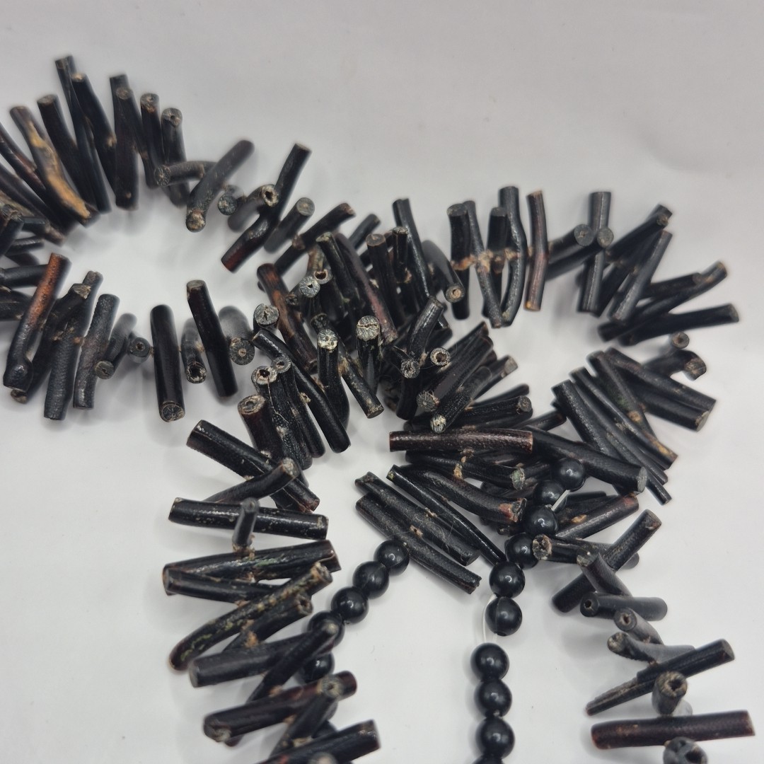 Vintage Large Black Coral Branch Beaded Necklace Strand For Jewelry Making
