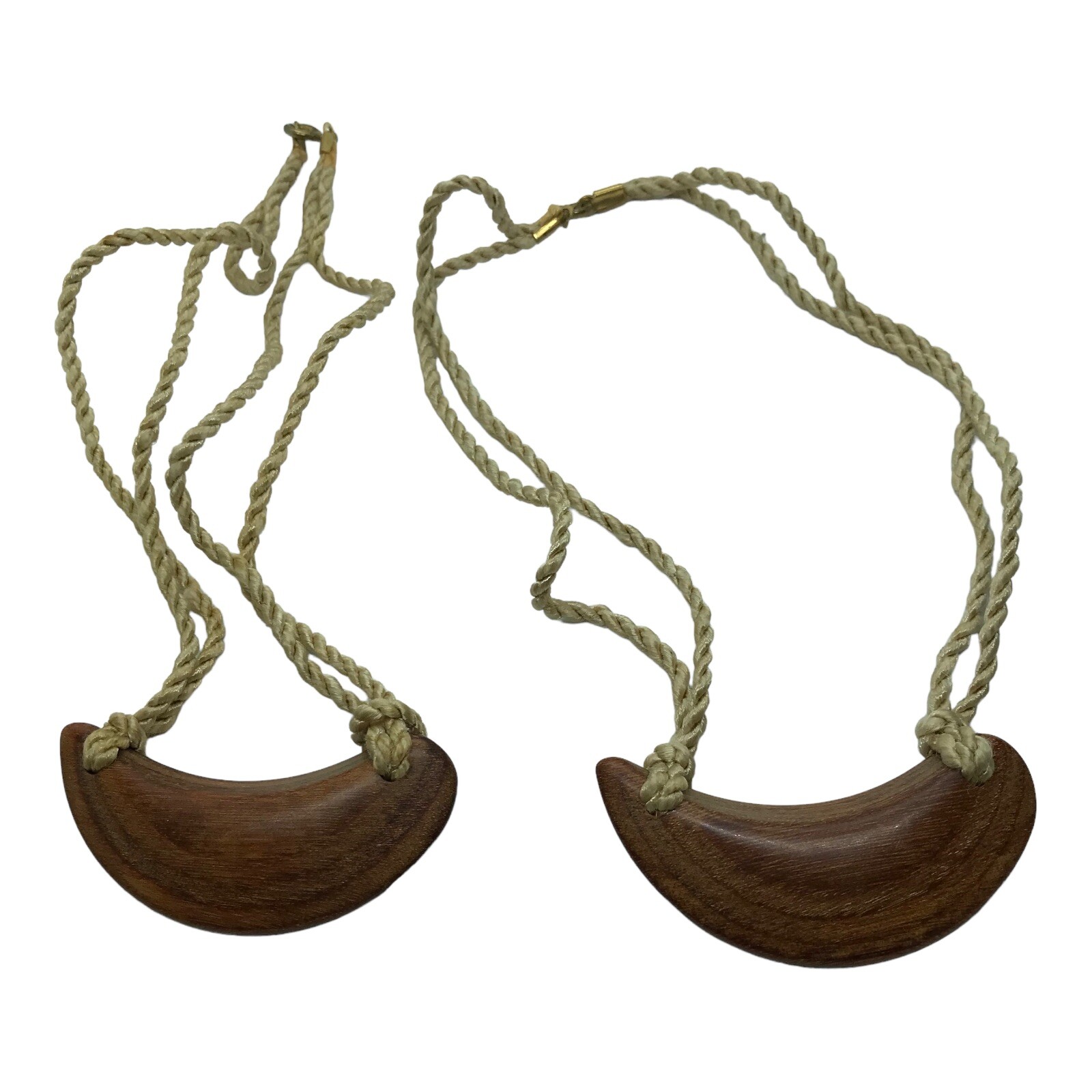 Vintage Necklace Lot Boho Wood Corded Natural Earth tones Brown Choker 70s hippy