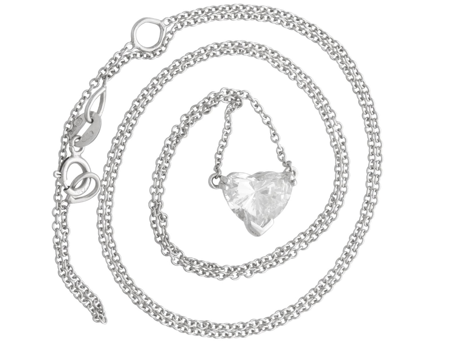 Vintage 1.00Ct Diamond and 18k White Gold Solitaire Pendant Circa 1990