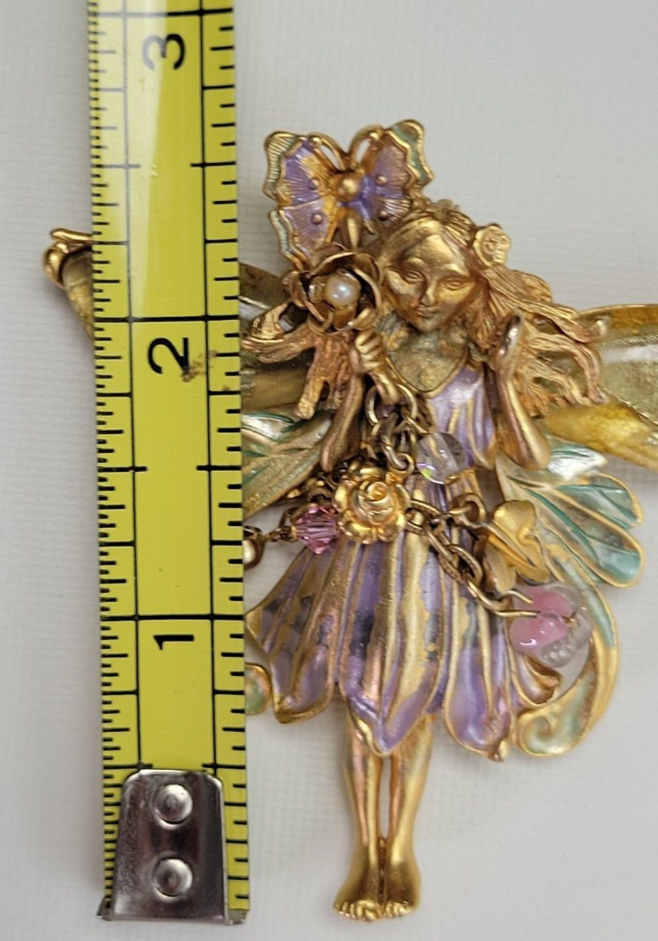 Vtg Kirk’s Folly Enamel Primrose Flower Magic Garden Fairy Brooch Pin Pendant