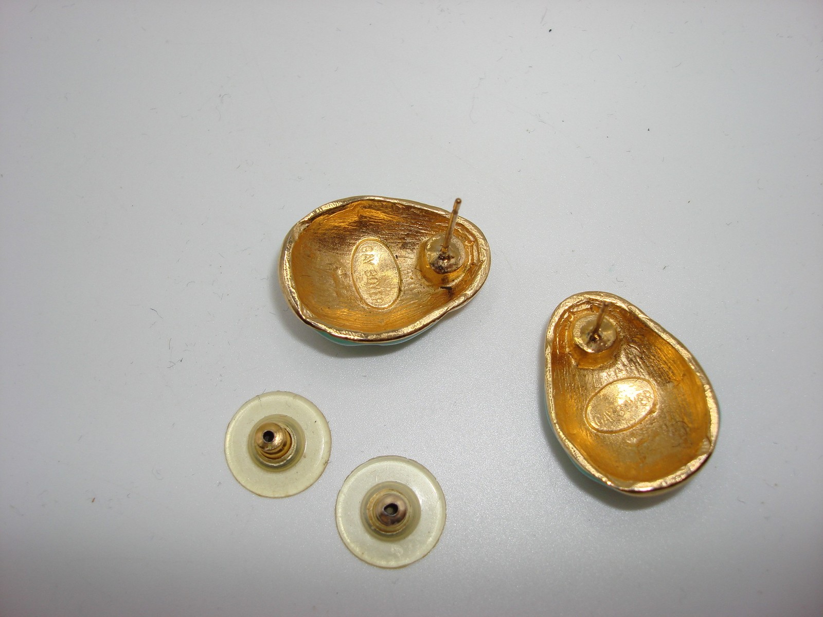 VINTAGE GAY BOYER ENAMEL BEETLE PIERCED EARRINGS!