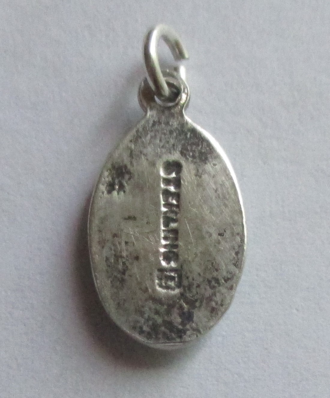 9/16in SMALL VINTAGE STERLING SILVER BLUE GUILLOCHE ENAMEL ROSE FLOWER CHARM