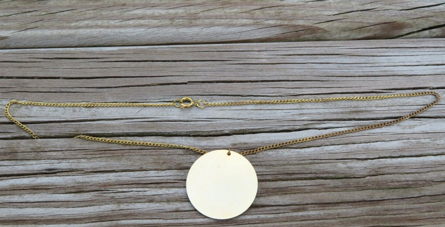 Vintage Walt Disney Micky Mouse Mirror Disc Pendant Charm Necklace Chain