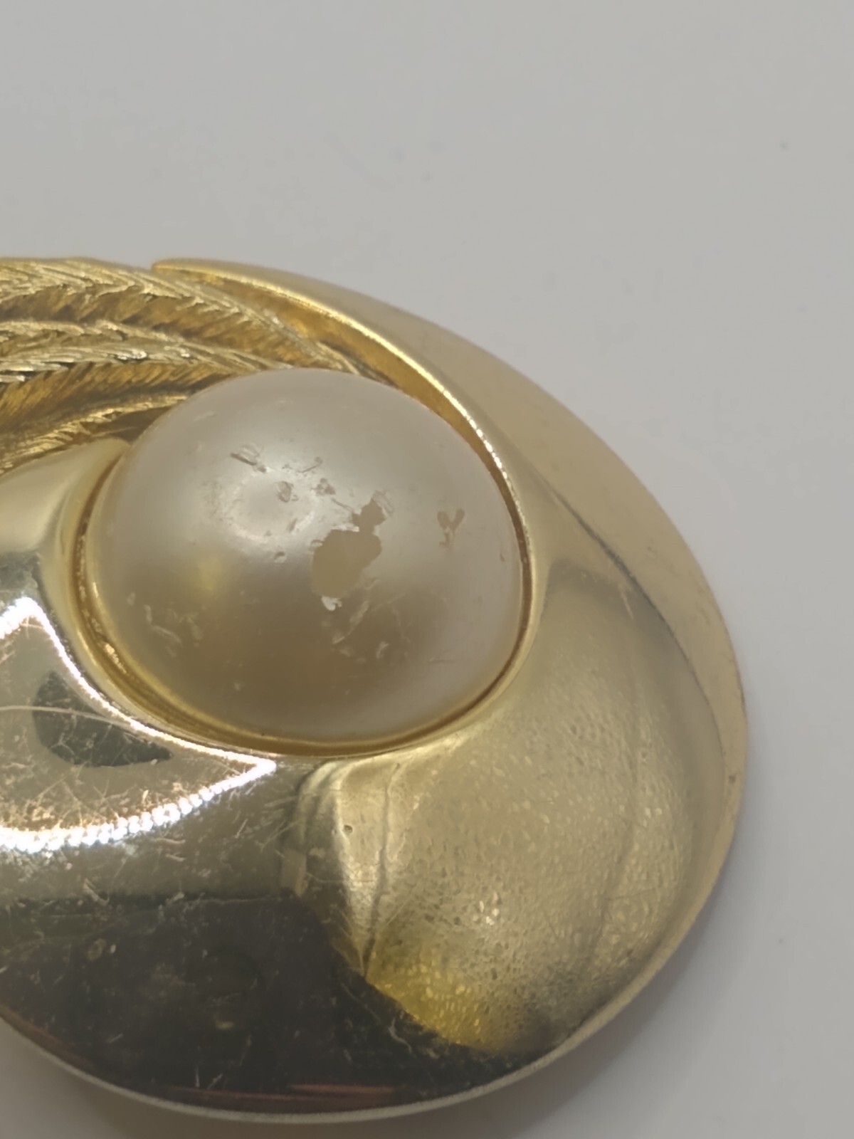 Vintage Orena Paris Signed brooch pin Faux pearl is flawed