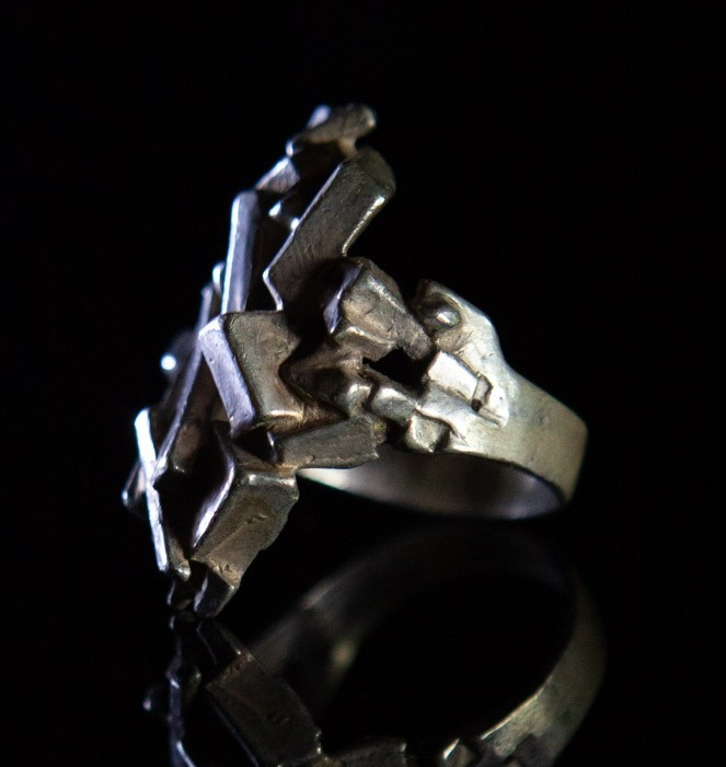 NE From Scandinavian Sterling Silver Brutalist Ring Denmark Size 9.25