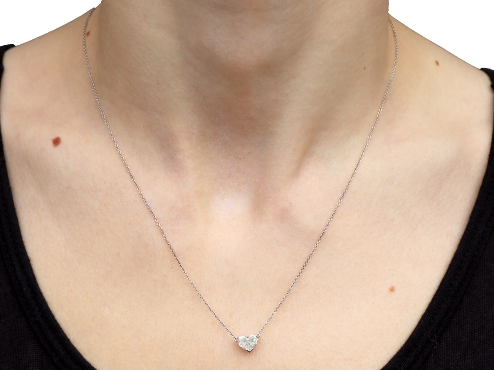 Vintage 1.00Ct Diamond and 18k White Gold Solitaire Pendant Circa 1990