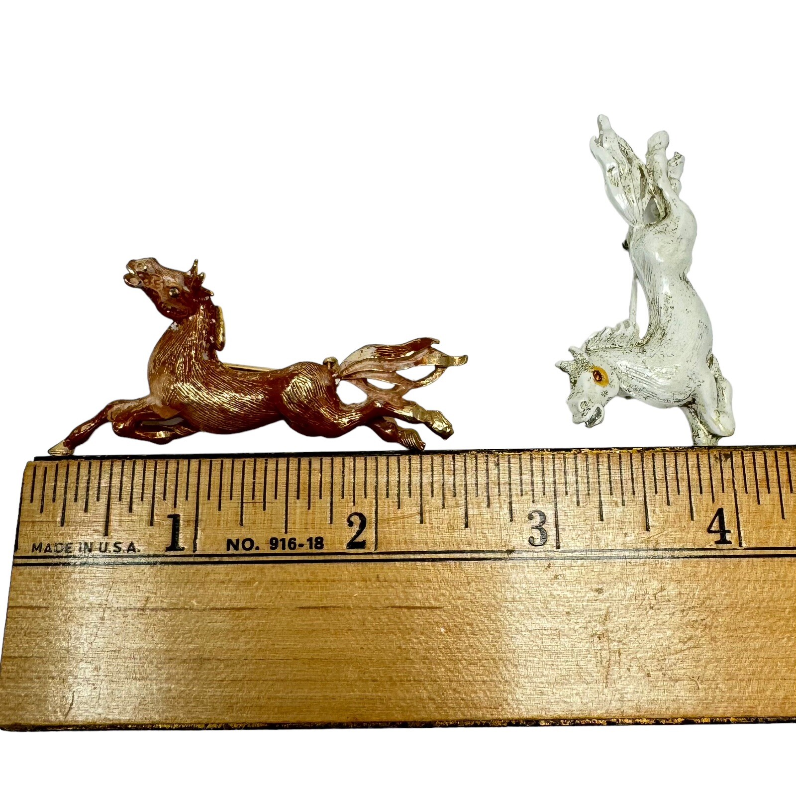 Vintage Pair Enamel Running Horse Brooch Lot