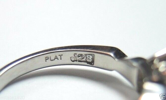 Antique Art Deco Diamond Engagement Platinum Ring Size 4.75 UK-J EGL USA