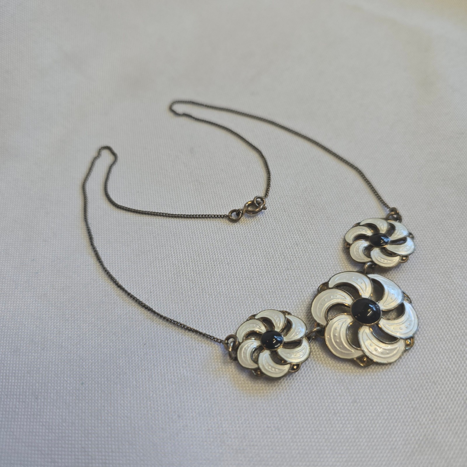 Vtg Sterling Silver Gold Wash Floral Necklace 11.17g Fine Jewelry 16.75″ Chain