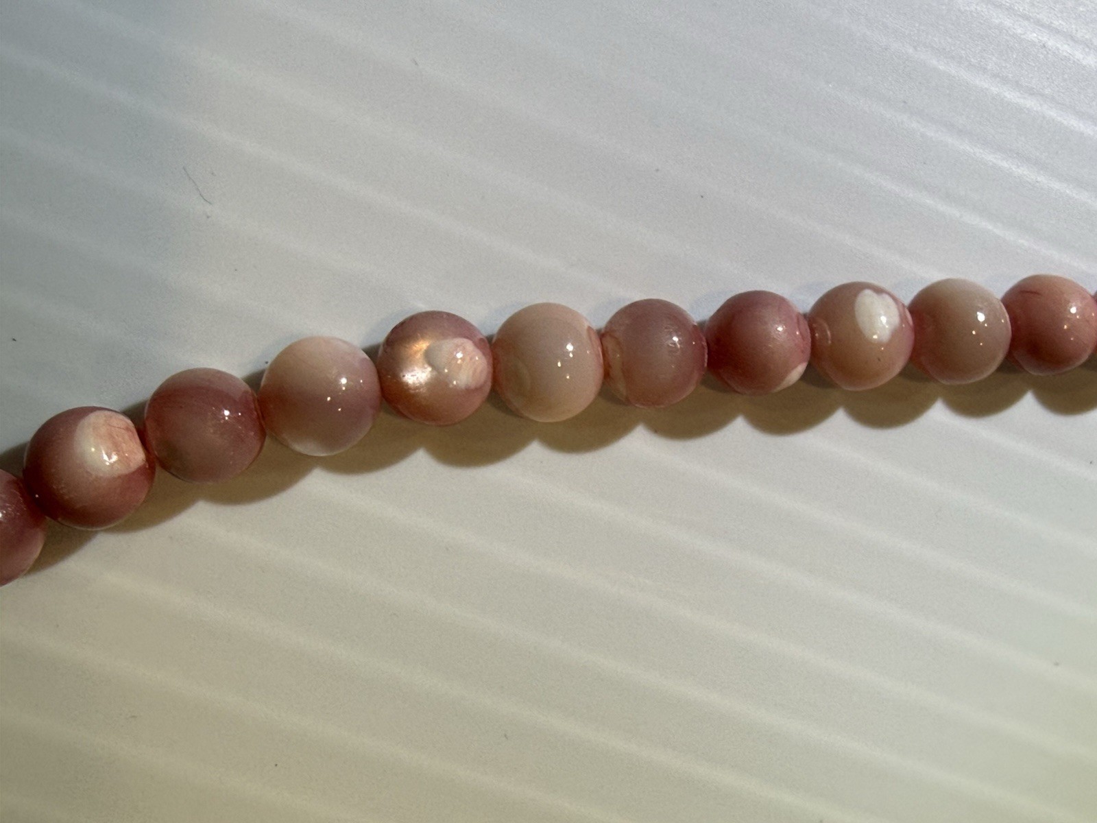 Vintage Pink Agate Bead Necklace Set 2pc Natural Stone 30in & 16.5in