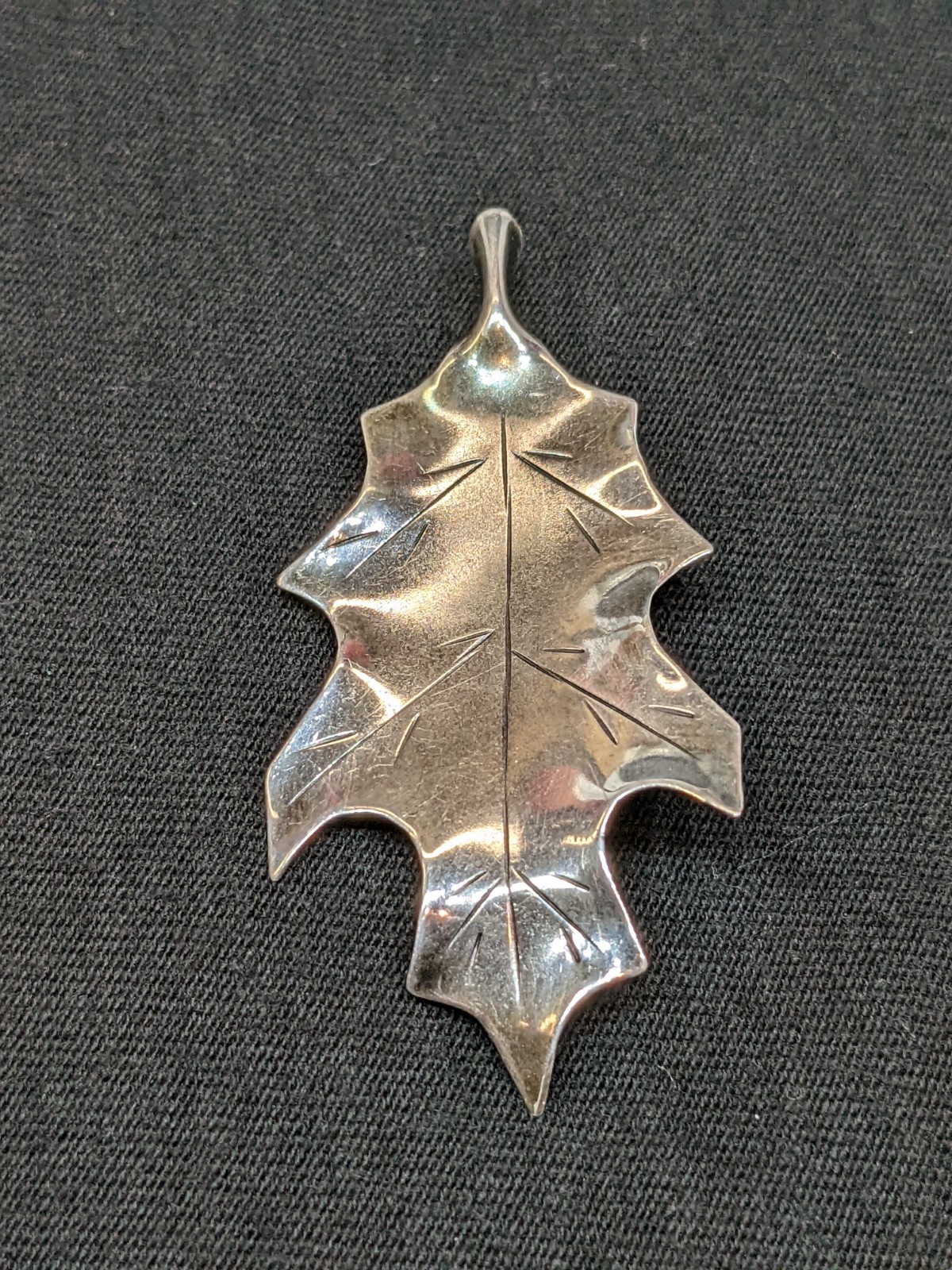 Vtg Sterling Silver Oak Leaf Brooch Pin Signed Mid Century Nature Jewelry