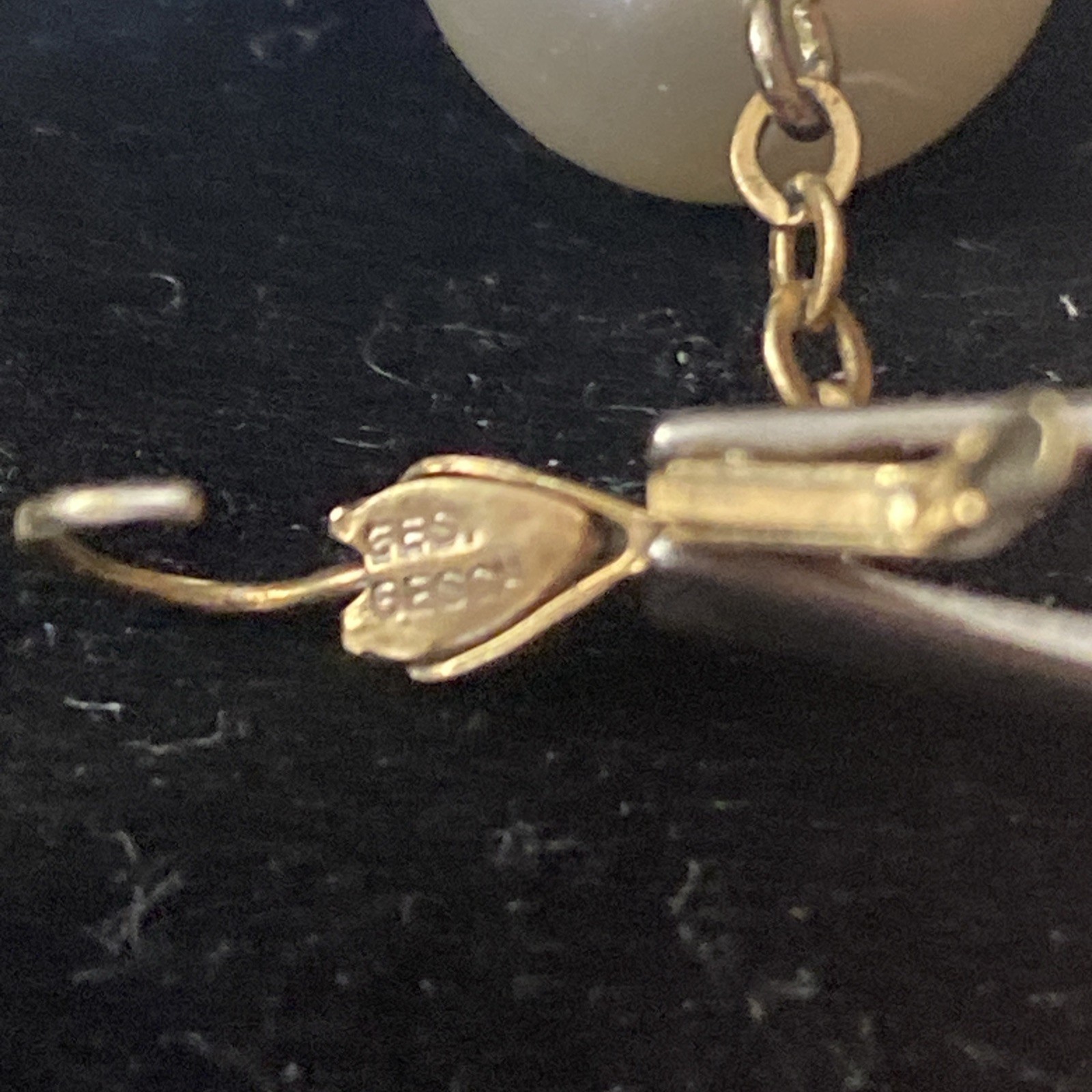 Vintage Ges Gesch West Germany Dangle Earrings Faux Pearl Pierced