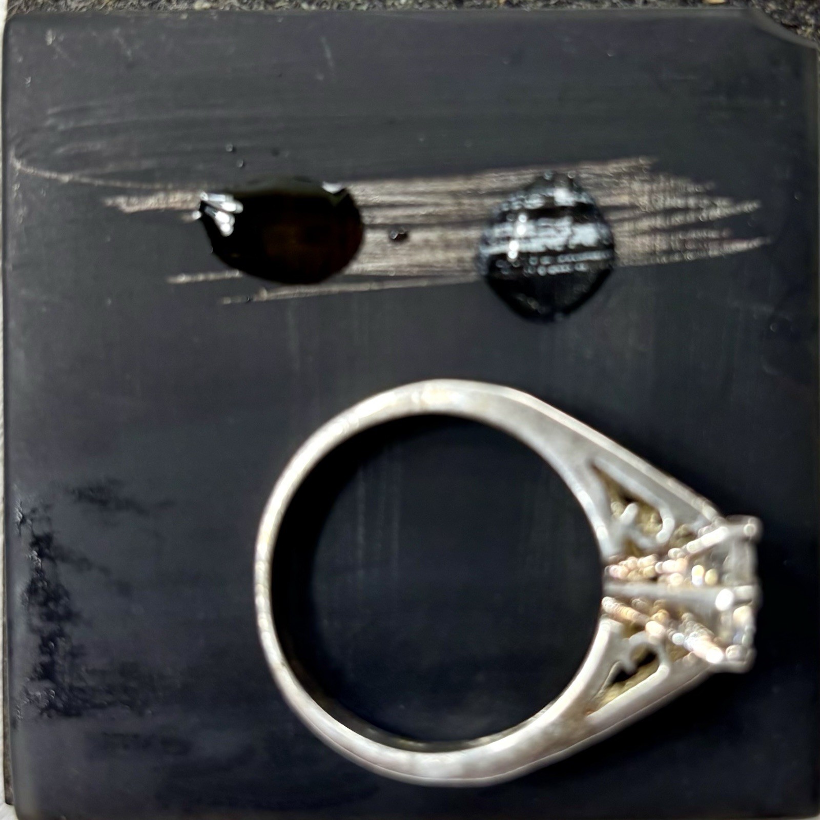 DBJ Ring Sterling Silver Filigree CZ Solitaire Channel Set CZs Size 7.75 Vintage