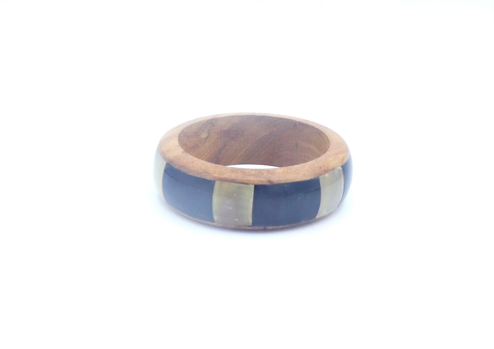 Vintage 1960’s Lucite Plastic and Wood Bangle Bracelet