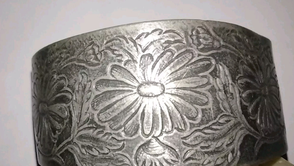 Vintage Salisbury Pewter Floral Cuff Bracelet Flower of the Month “September”