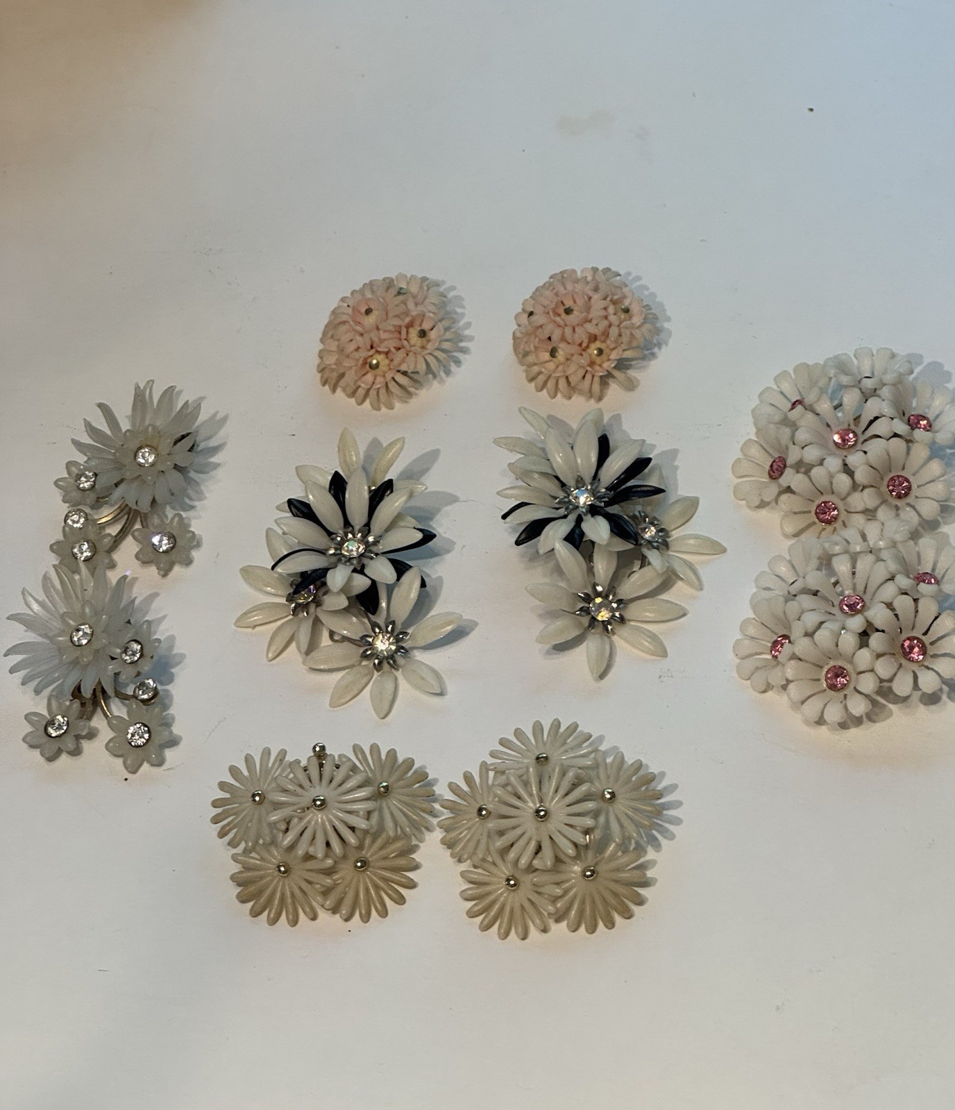 Vintage Jewelry Earring Lot Mid Century Clips Screwback Soft Plastic 5 Pair