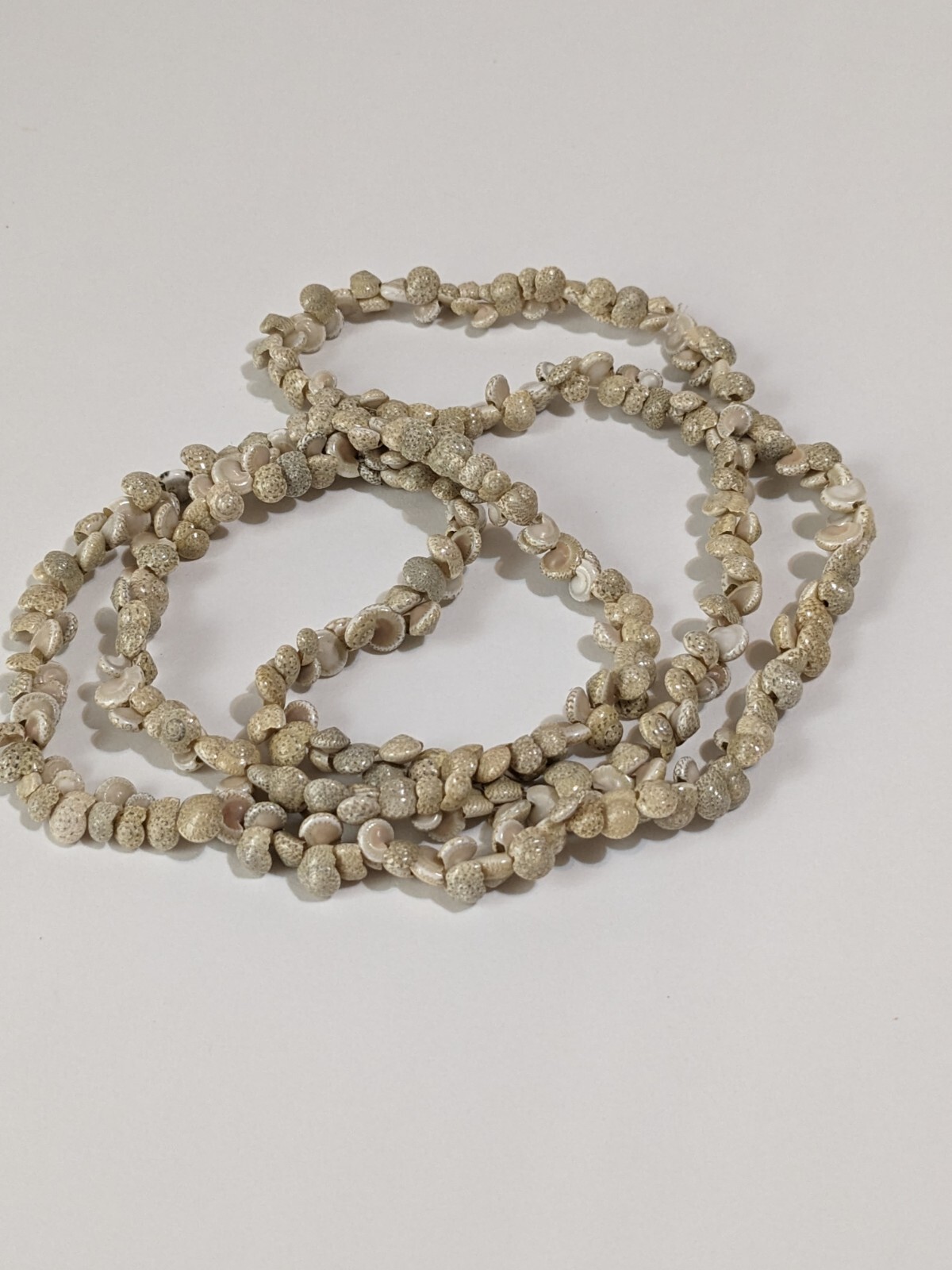 Vintage Ivory & Beige Small Shell Infinity Necklace. Beach Life. Long. 36″.