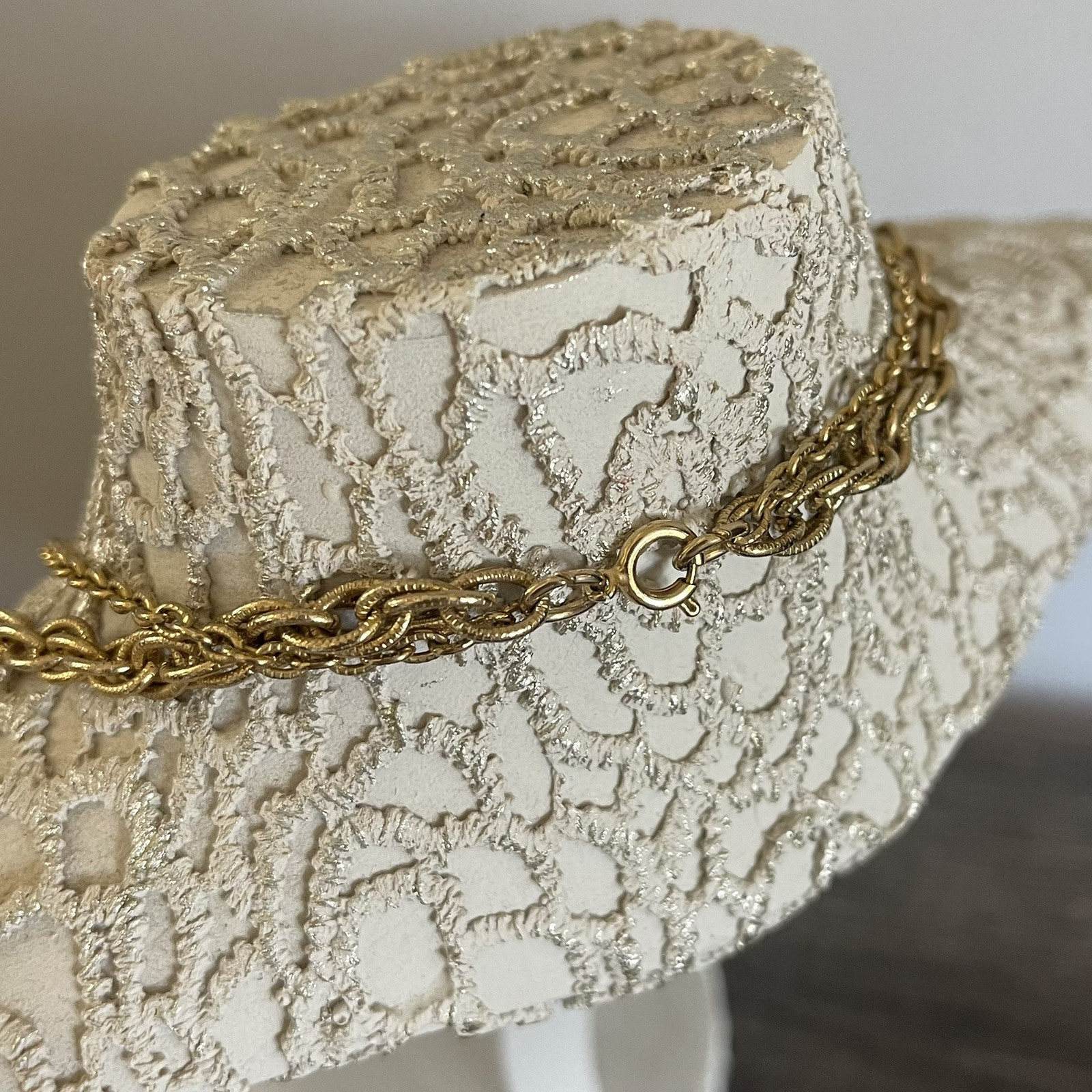 Vintage SHP Marked Gold Tone Plated Layered Chain Pendant Necklace