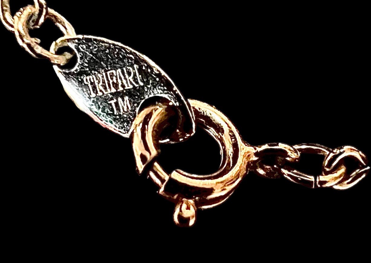 24” Trifari 1980’s Gold Tone Filigree Chain Necklace