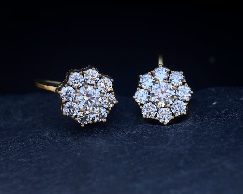 Art Deco 1.20Ct Round Lab Created Diamond 14K Gold Finish Drop/Dangle Earrings