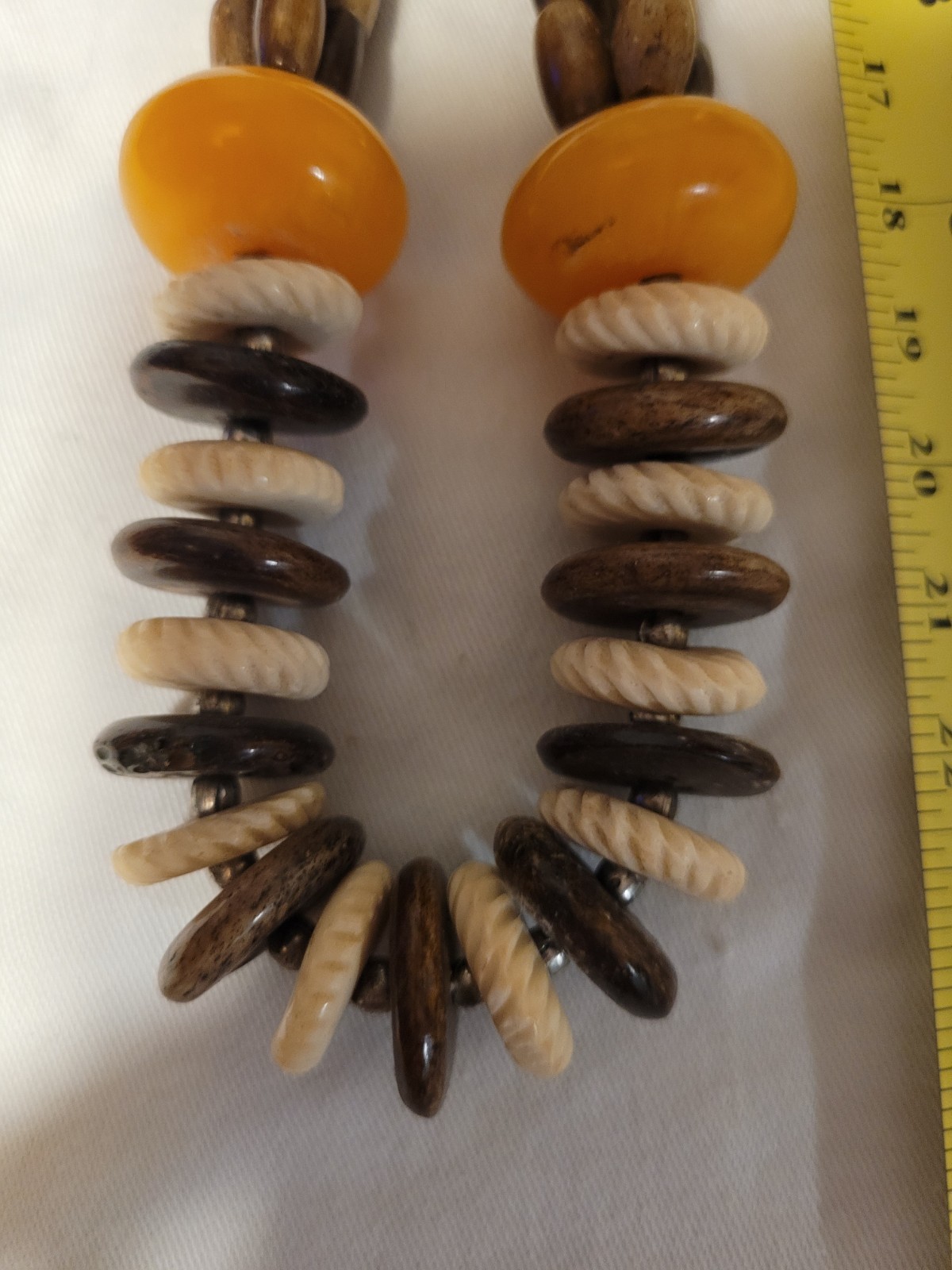 African Natural Horn Resin Metal Large Beads Queen Yellow Summer Necklace
