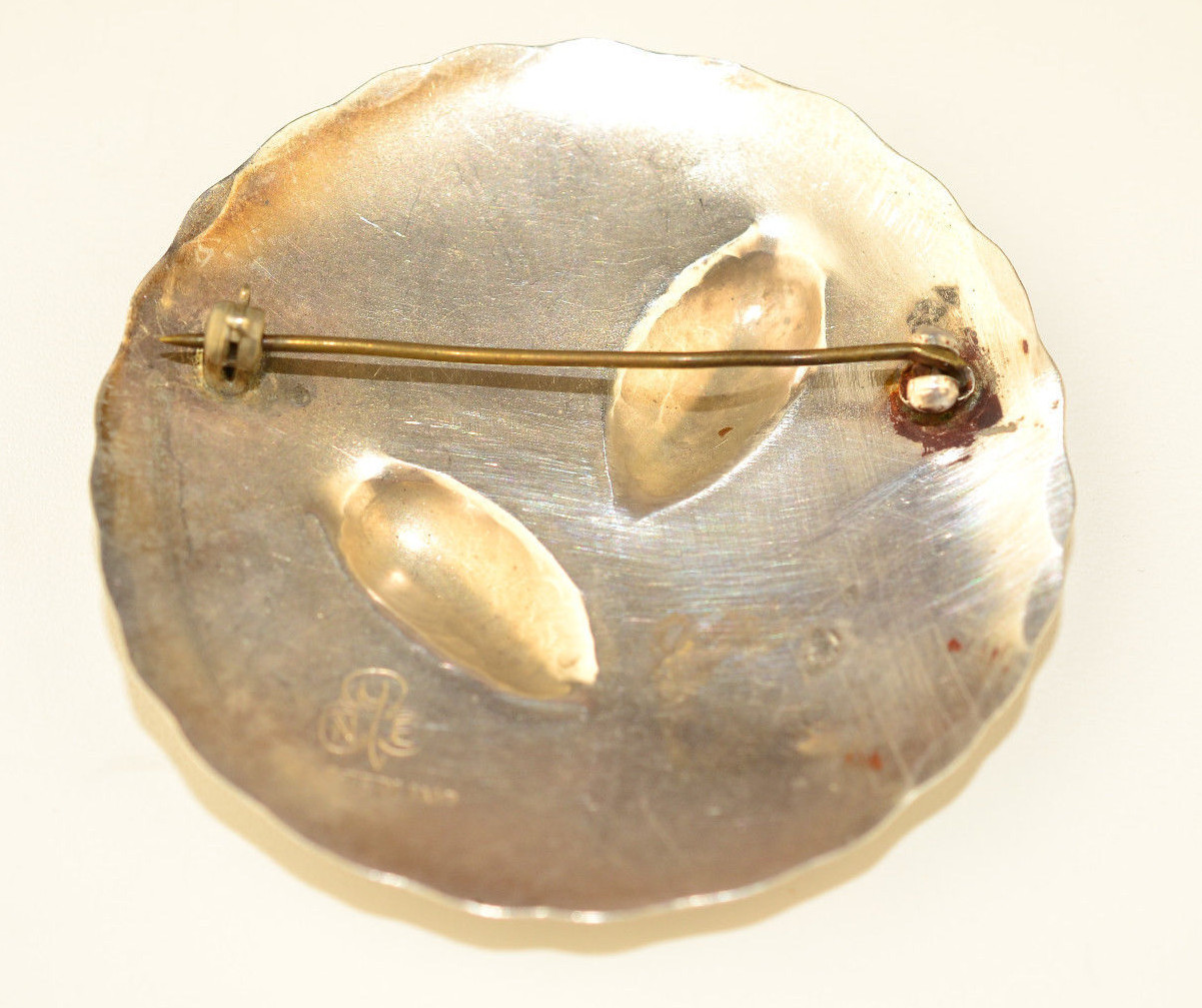 VINTAGE STERLING SILVER STUART NYE RAISED PINE CONE PIN ALMOST 2 INCHES DIAMETER