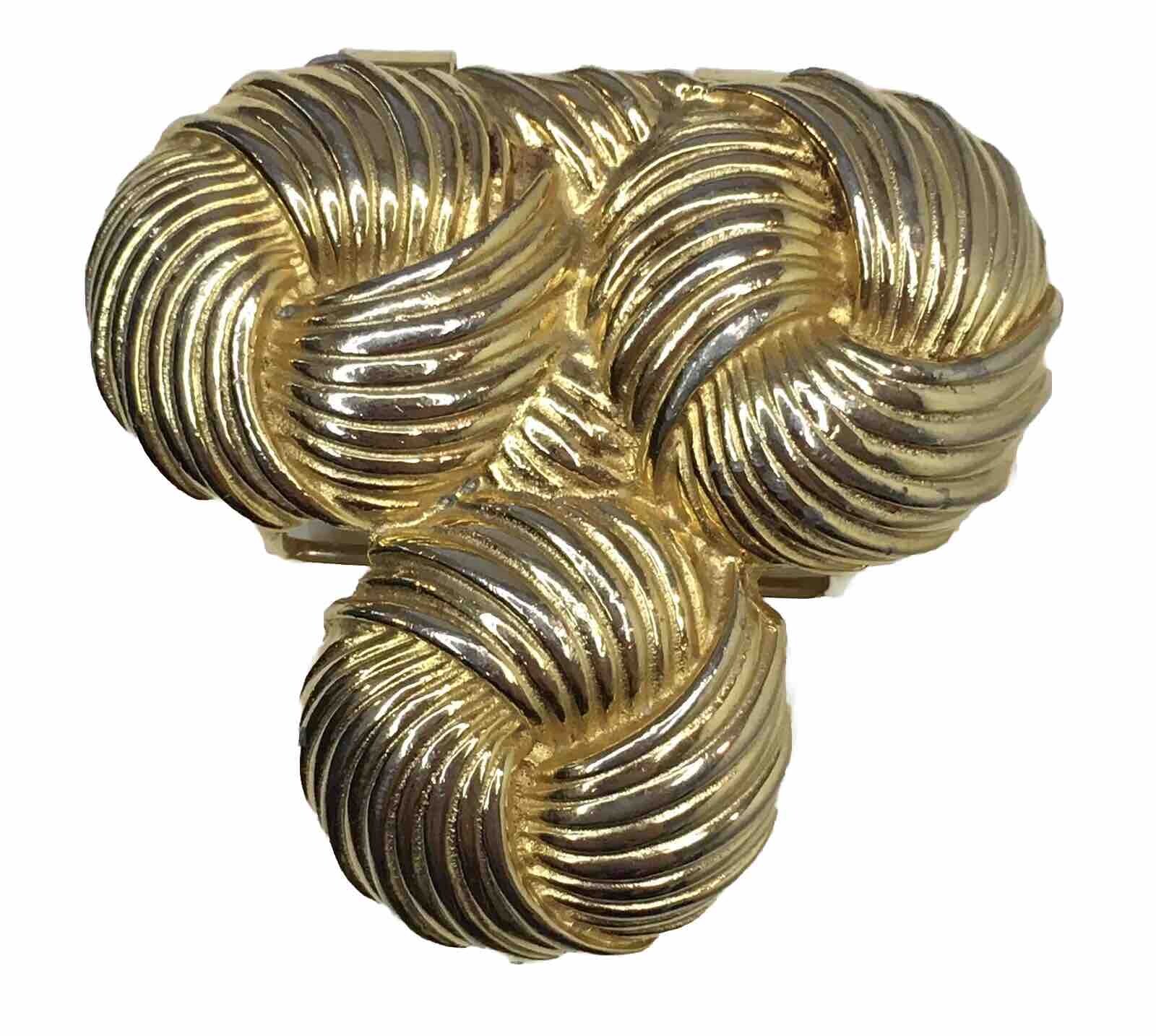 Gay Boyer Signed Scarf Clip Gold Tone Textured Vintage Accessory