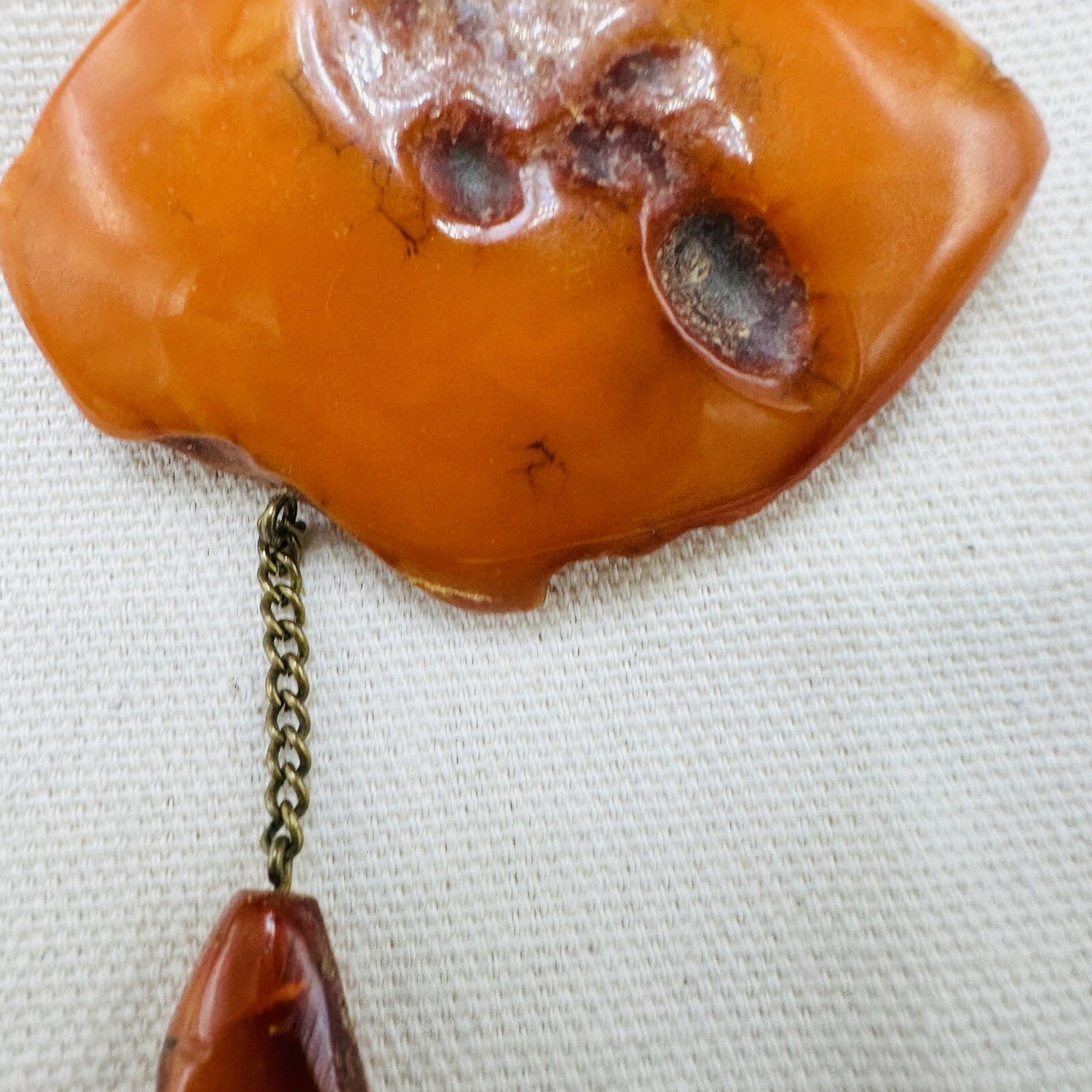 Vintage Nugget Landscape Baltic Amber Brooch Egg yolk USSR 1960s