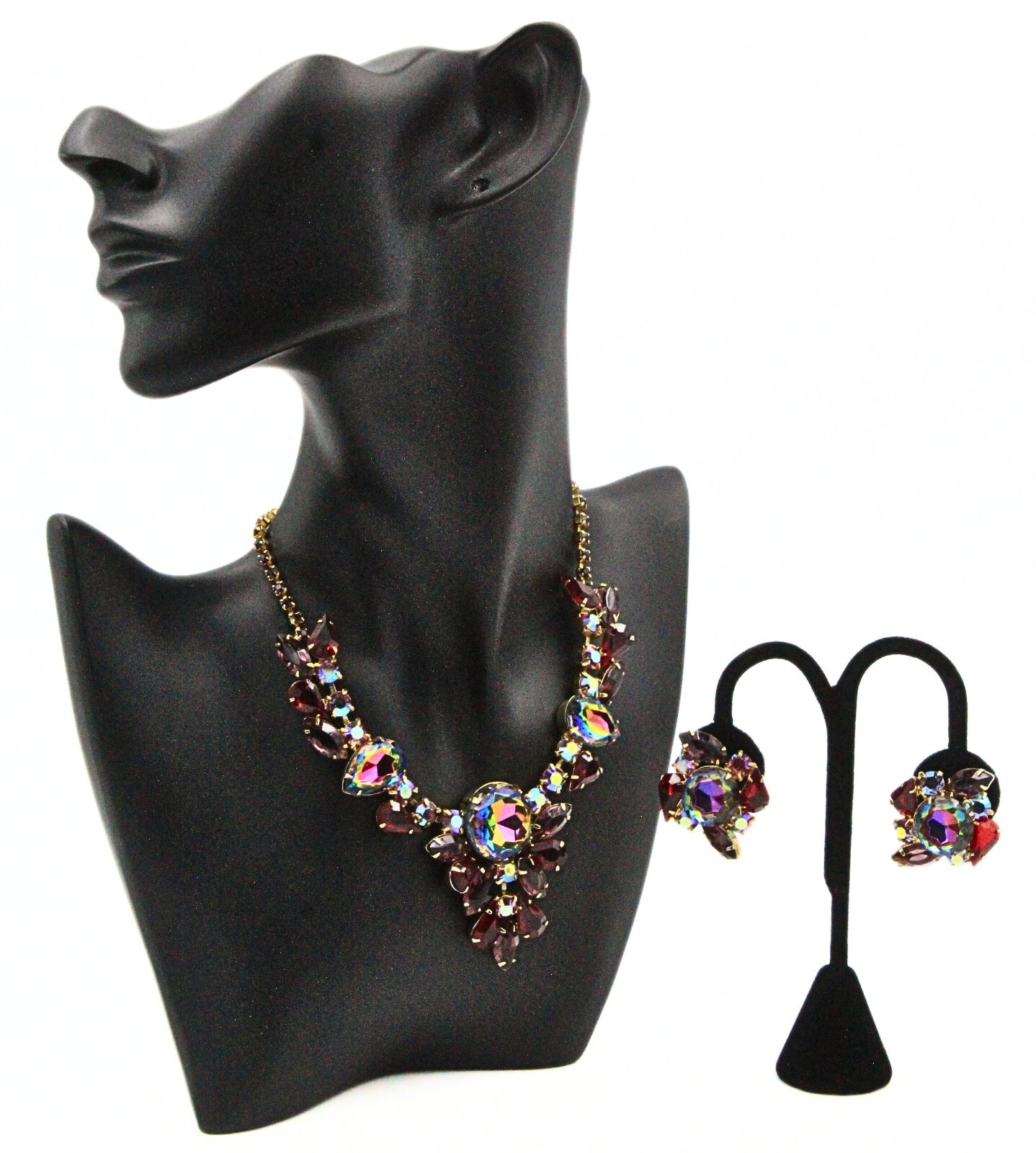 Spectacular JULIANA Rare! Red Fuchsia Givre´Necklace Earrings Set
