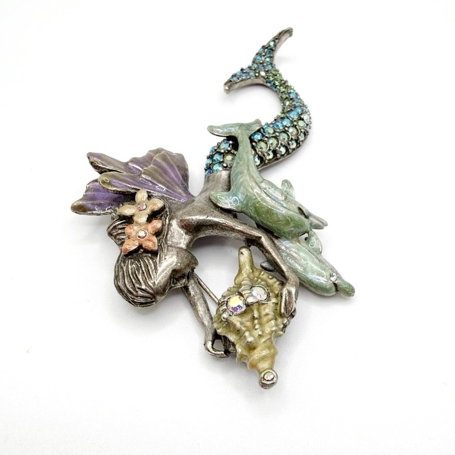 Kirk Folly Mermaid and Dolphin Vintage Brooch