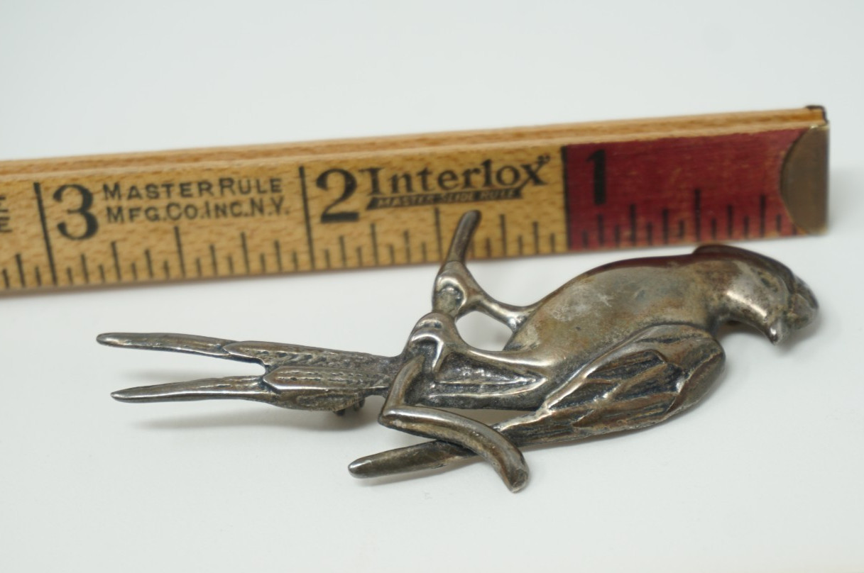 Vintage 925 Sterling Silver Quetzal Brooch Pin Guatemala Bird Parrot Stamped 10g