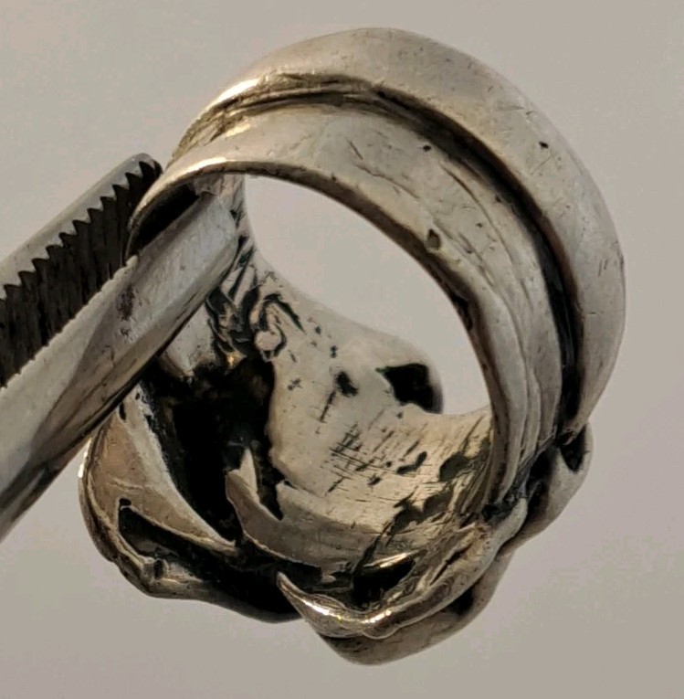 MODERNIST BRUTALIST Sterling Silver DOMED Sculptural Wide Tapered Band Ring 4.25