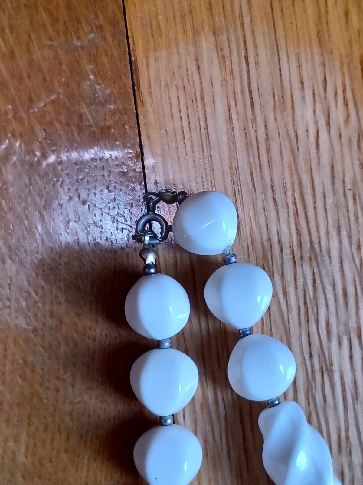 Stack of 3 Vintage 1960s White Brown Gold Bead Boho Hippie “Love Bead” Necklaces