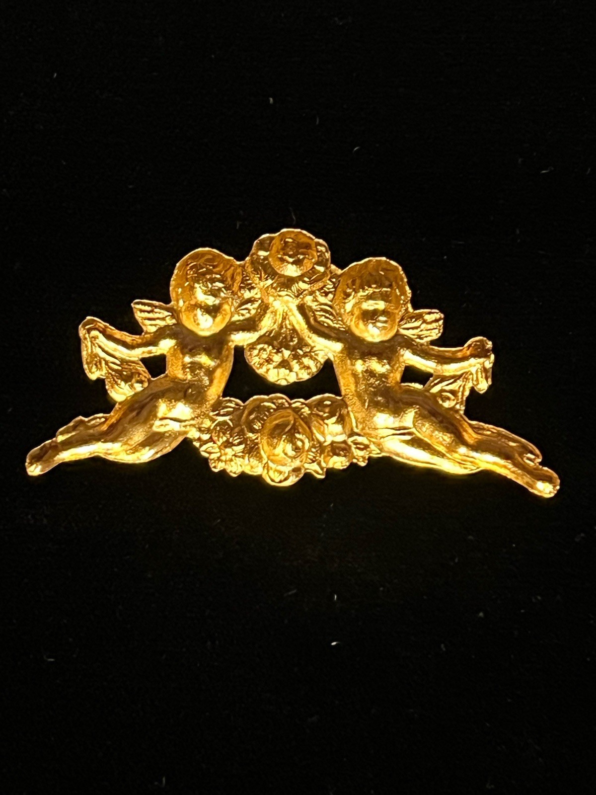 Vintage Cherub Gold Plated Brass Stamping for Jewelry Design NOS 22K Gold Plated