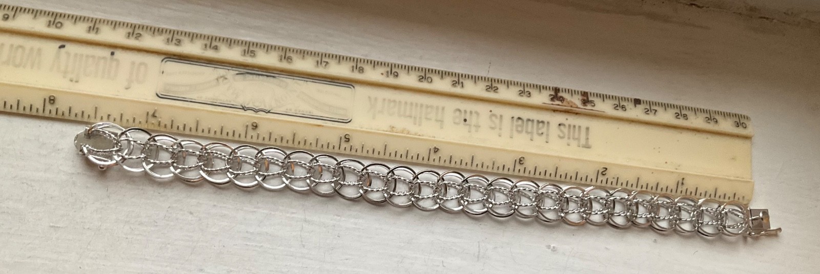 Vintage DYNASTY USA SILVER Starter CHARM BRACELET Estate 7 1/2” Wearable