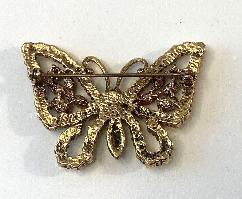 Vintage Rhinestone Butterfly Brooch Stunning Green Purple Pink Red 568