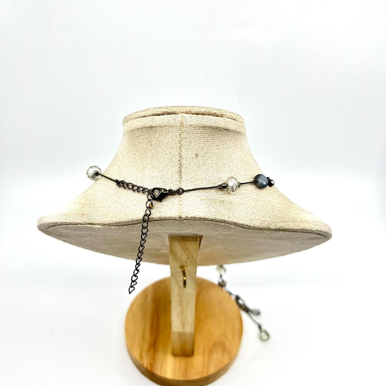 Vintage Y2K Gunmetal Blue Beaded Y-Necklace Tassel Drop Boho Aesthetic Classic