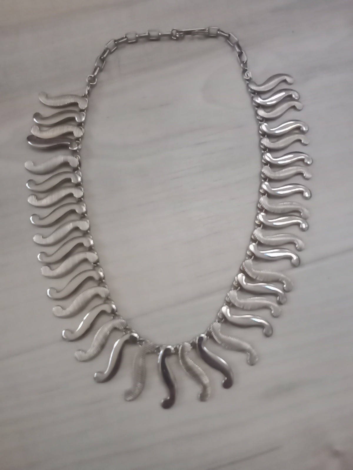 Vintage Short LengthNecklace Silver And Gold Tone Shepard Hook Clasp