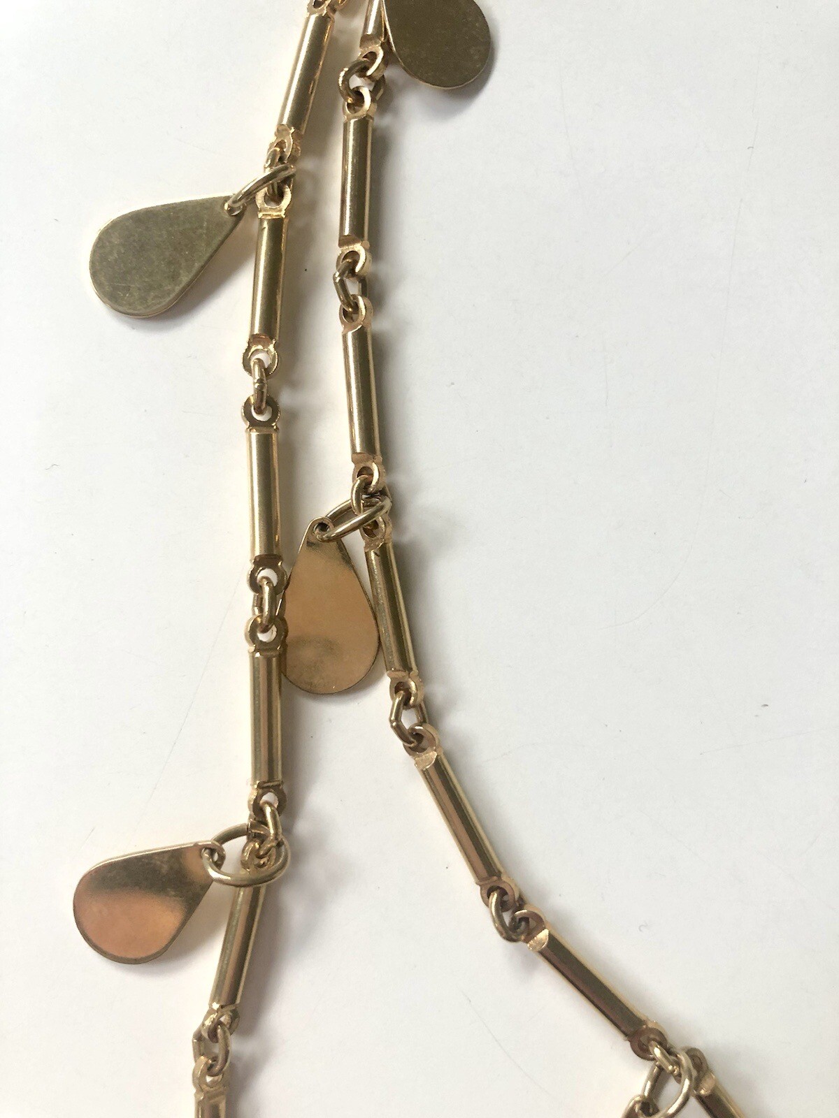 Vintage Gold Necklace Costume Jewelry Fringe Long Layered
