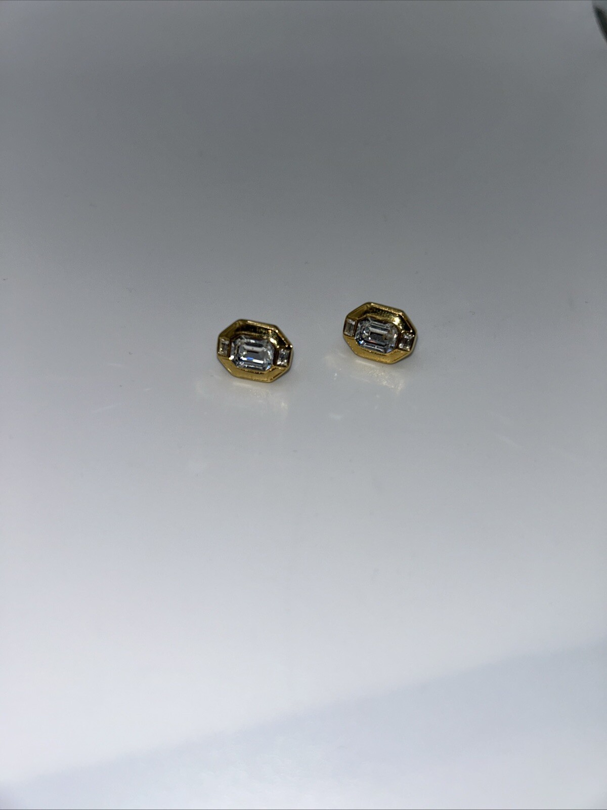 Vintage – Crown Trifari Rhinestone Clip Earrings – See Notes