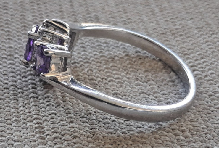 Vintage Designer RJ Sterling Silver & Amethyst Ring – Size 17.5mm/about 7.25