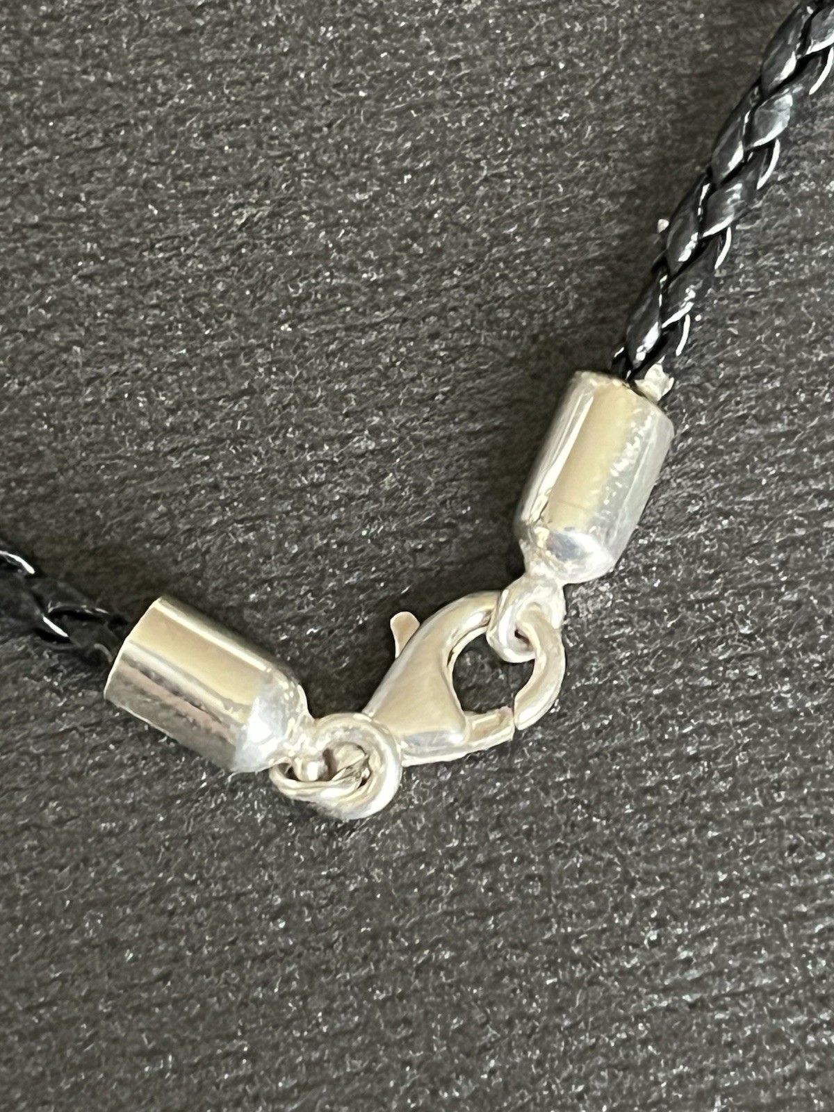 925 Signed Running Horse Pendant On black Leather Cord
